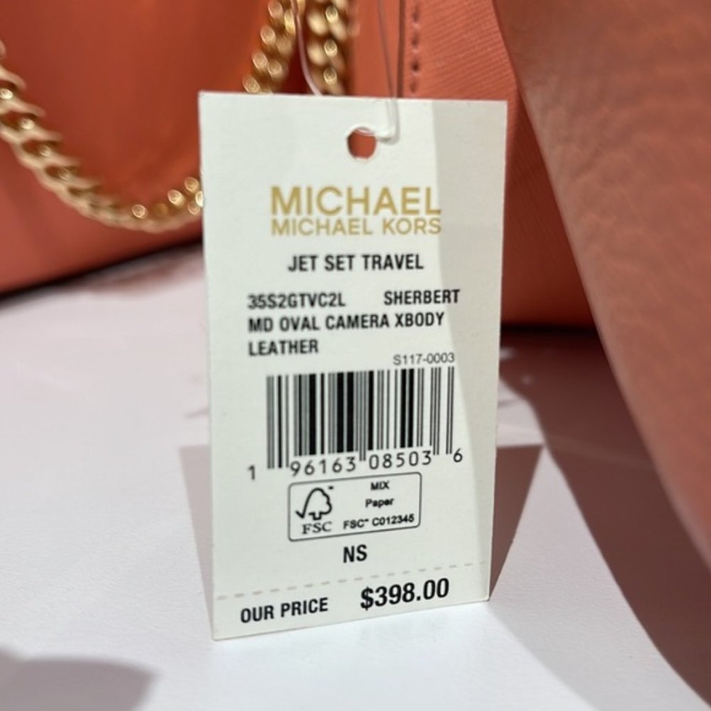 Michael Kors Jet Set Medium Embossed Pebbled Leather Crossbody Bag Sherbert - Picture 8 of 16